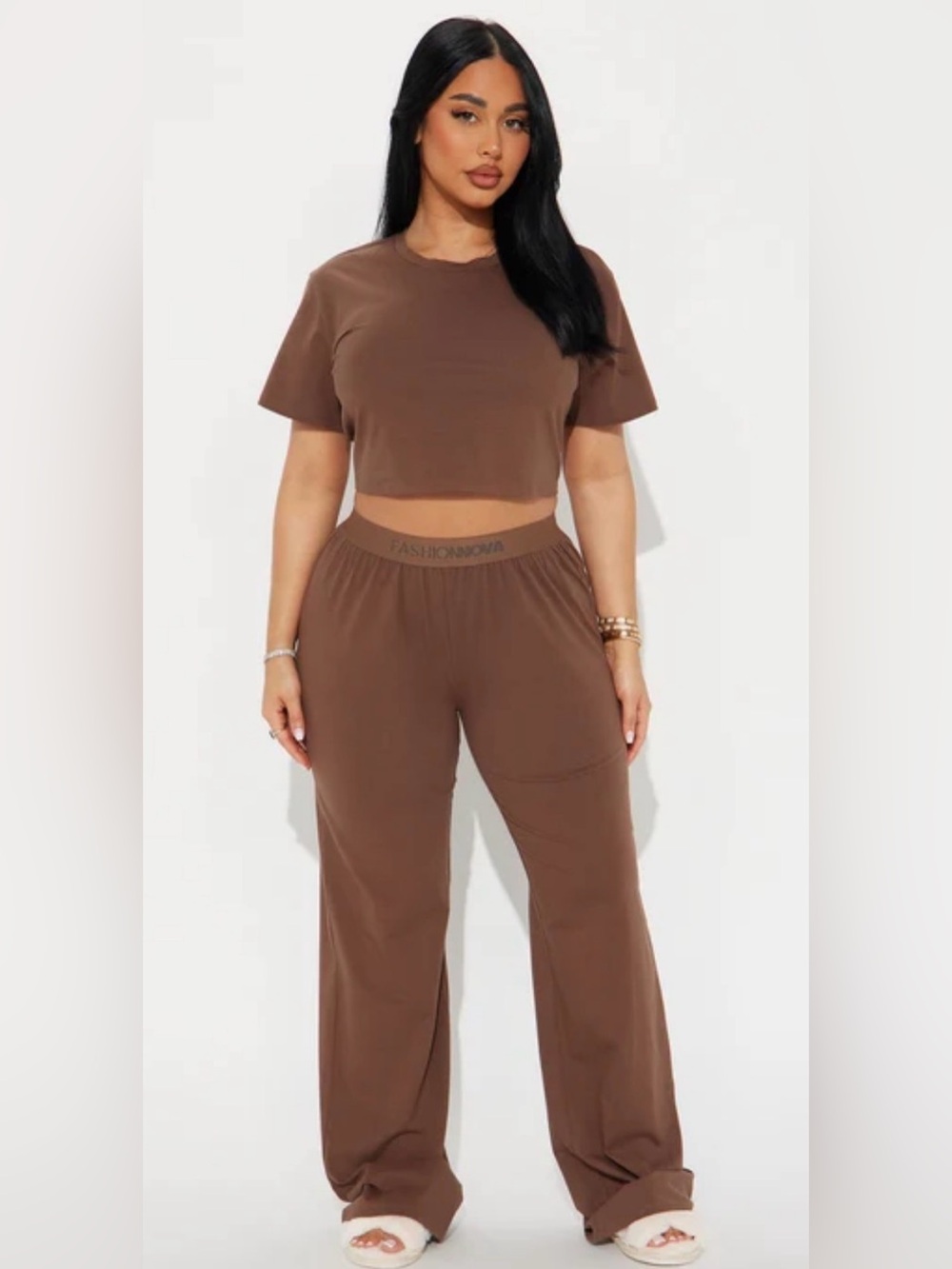 Fashion Nova Brown Mood PJ Pant Set